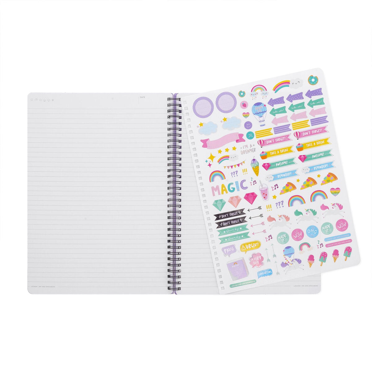Legami - Cuaderno A4 de Rayas con Tapa Dura Ilustrada - Unicornio - Encuadernación en Espiral