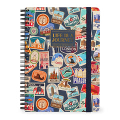 Legami - Cuaderno A4 rayado con tapa dura ilustrada - Pegatinas de viaje - Encuadernación en espiral