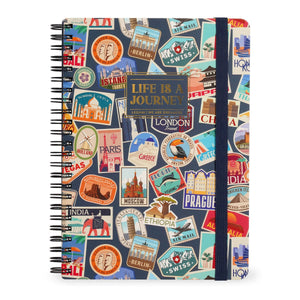 Legami - Cuaderno A4 rayado con tapa dura ilustrada - Pegatinas de viaje - Encuadernación en espiral