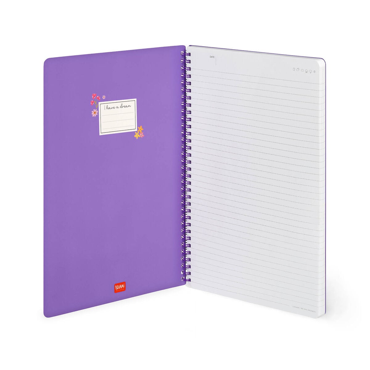 Legami - Cuaderno A4 rayado con tapa dura ilustrada - Flores - Libreta - Espiral