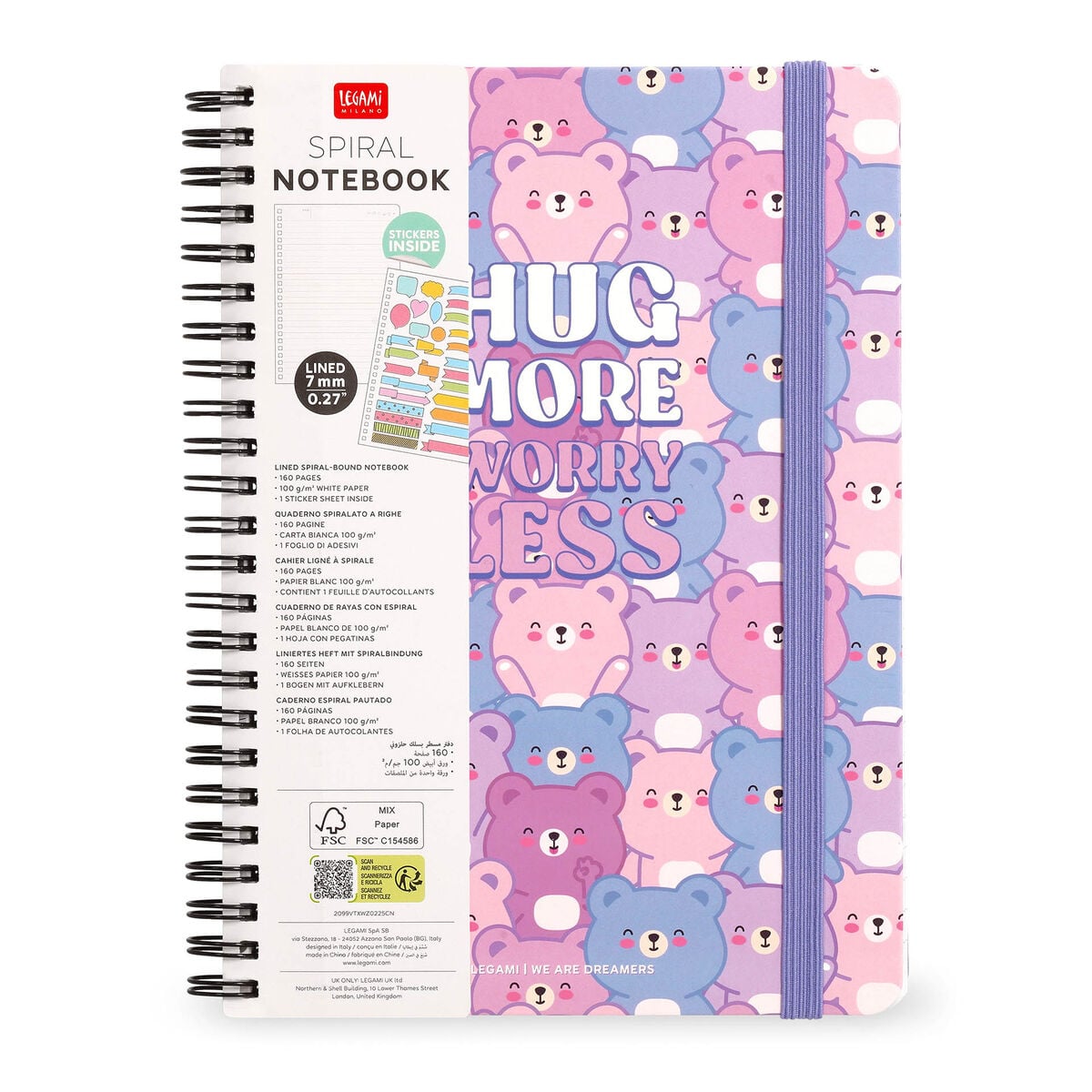 Legami - Cuaderno A4 Rayado con Tapa Dura Ilustrada - Osito - Jotter - Espiral
