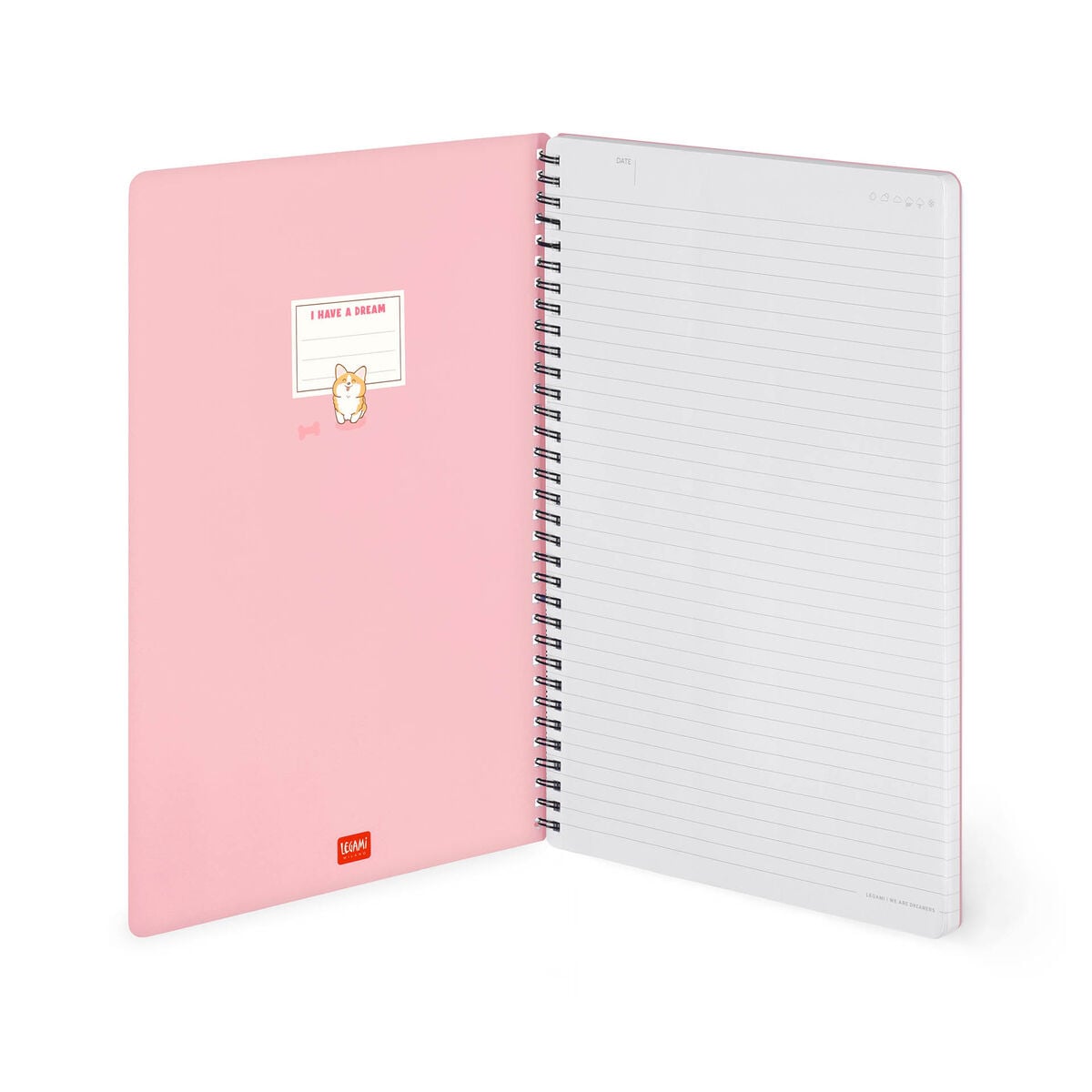 Legami - Cuaderno A4 rayado con tapa dura ilustrada - Corgi - Jotter - Encuadernado en espiral