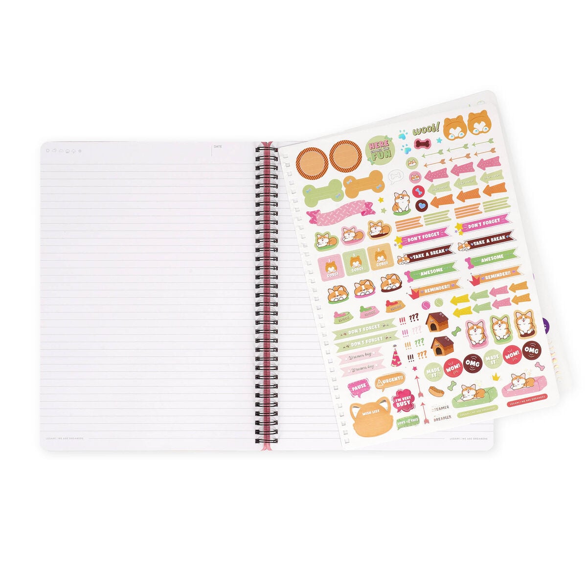 Legami - Cuaderno A4 rayado con tapa dura ilustrada - Corgi - Jotter - Encuadernado en espiral