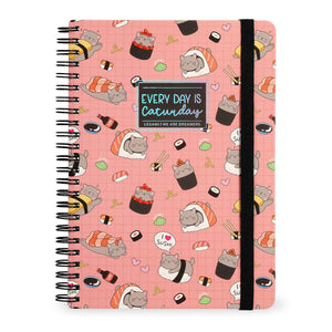 Legami - Cuaderno de tapa dura ilustrada A4 con renglones - Gato Sushi - Bloc de notas - Espiral