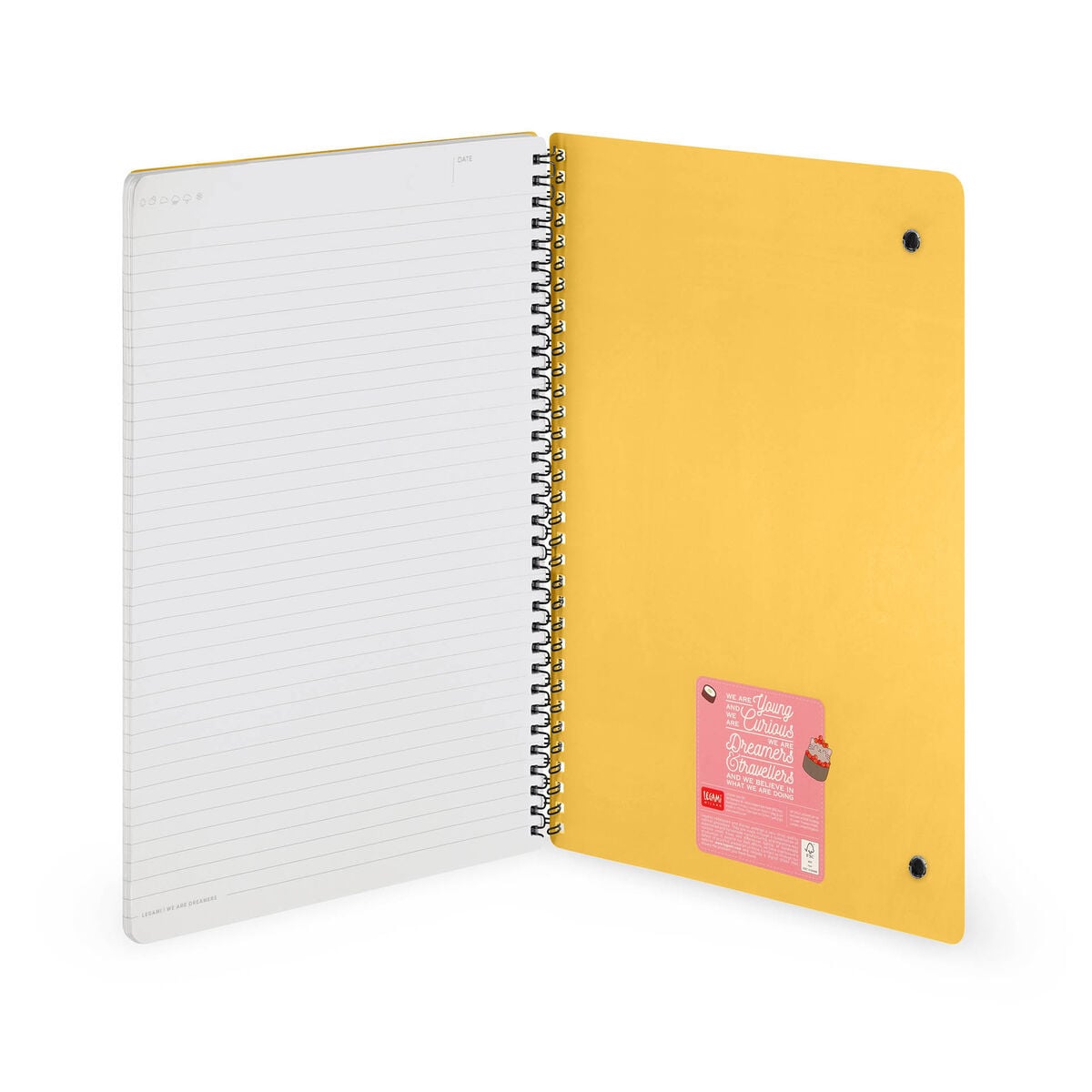Legami - Cuaderno de tapa dura ilustrada A4 con renglones - Gato Sushi - Bloc de notas - Espiral