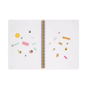 Legami - Cuaderno de tapa dura ilustrada A4 con renglones - Gato Sushi - Bloc de notas - Espiral