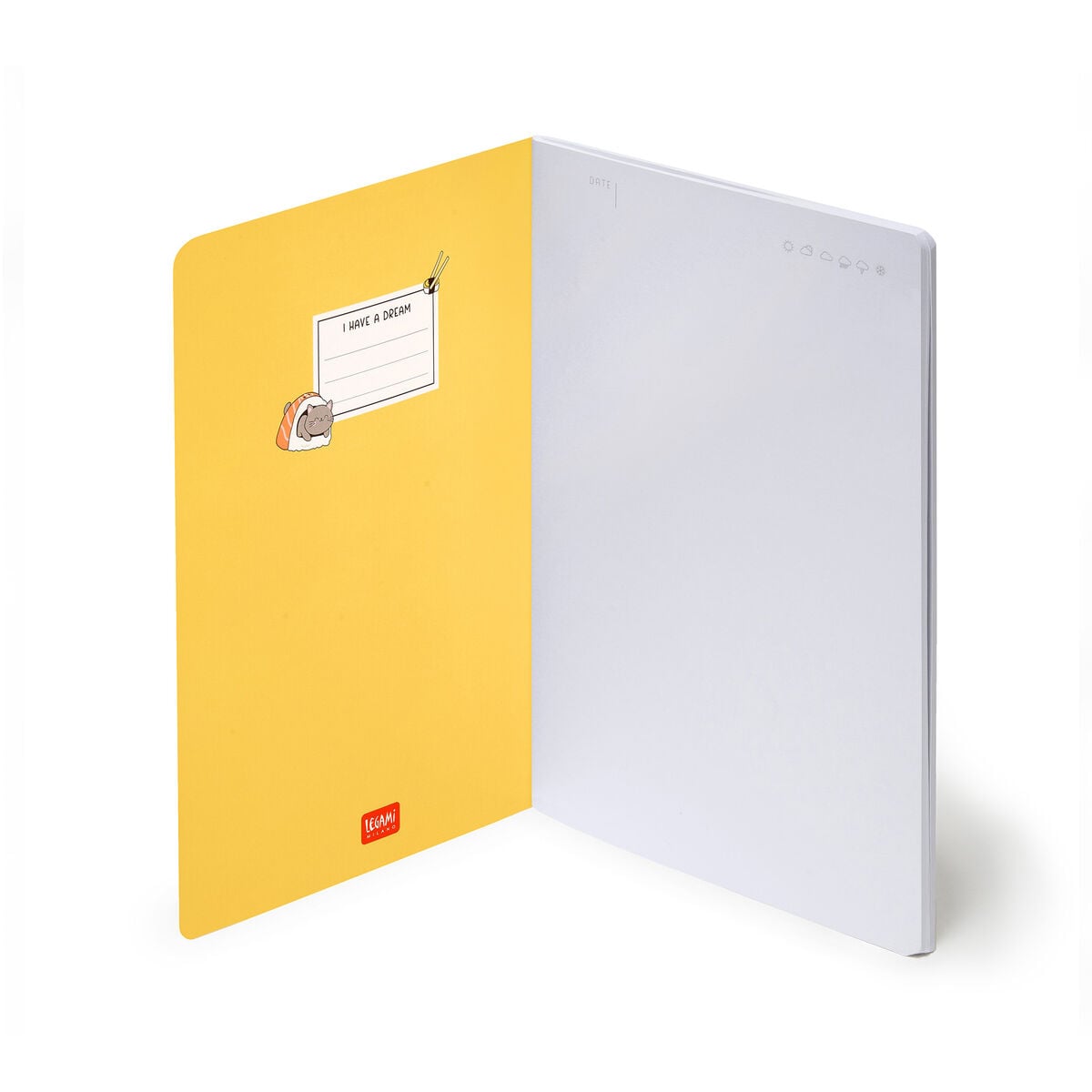 Legami - Cuaderno A5 en blanco con tapa dura ilustrada - Gato Sushi