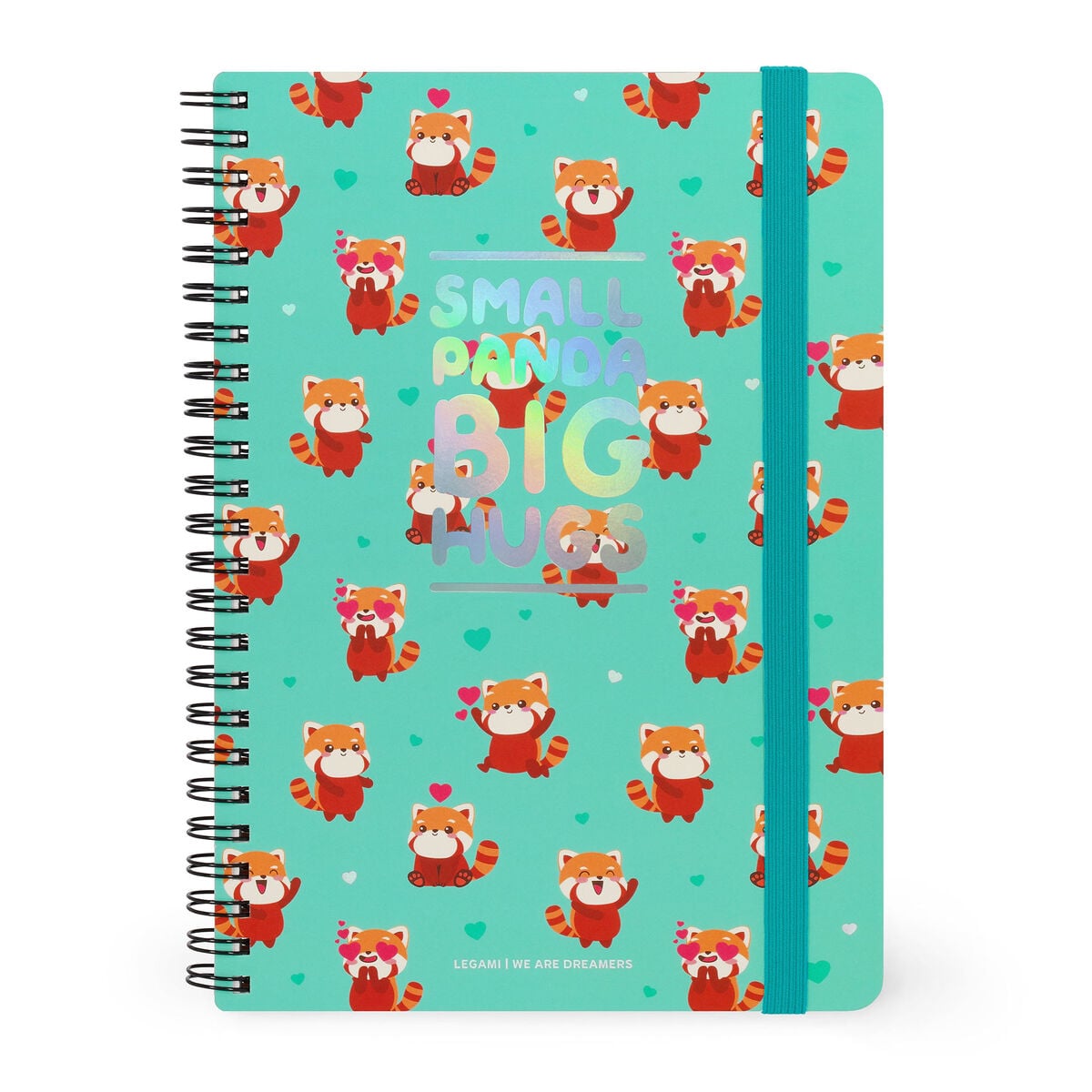 Legami - Cuaderno A5 rayado con tapa dura ilustrada - Panda Rojo - Espiral