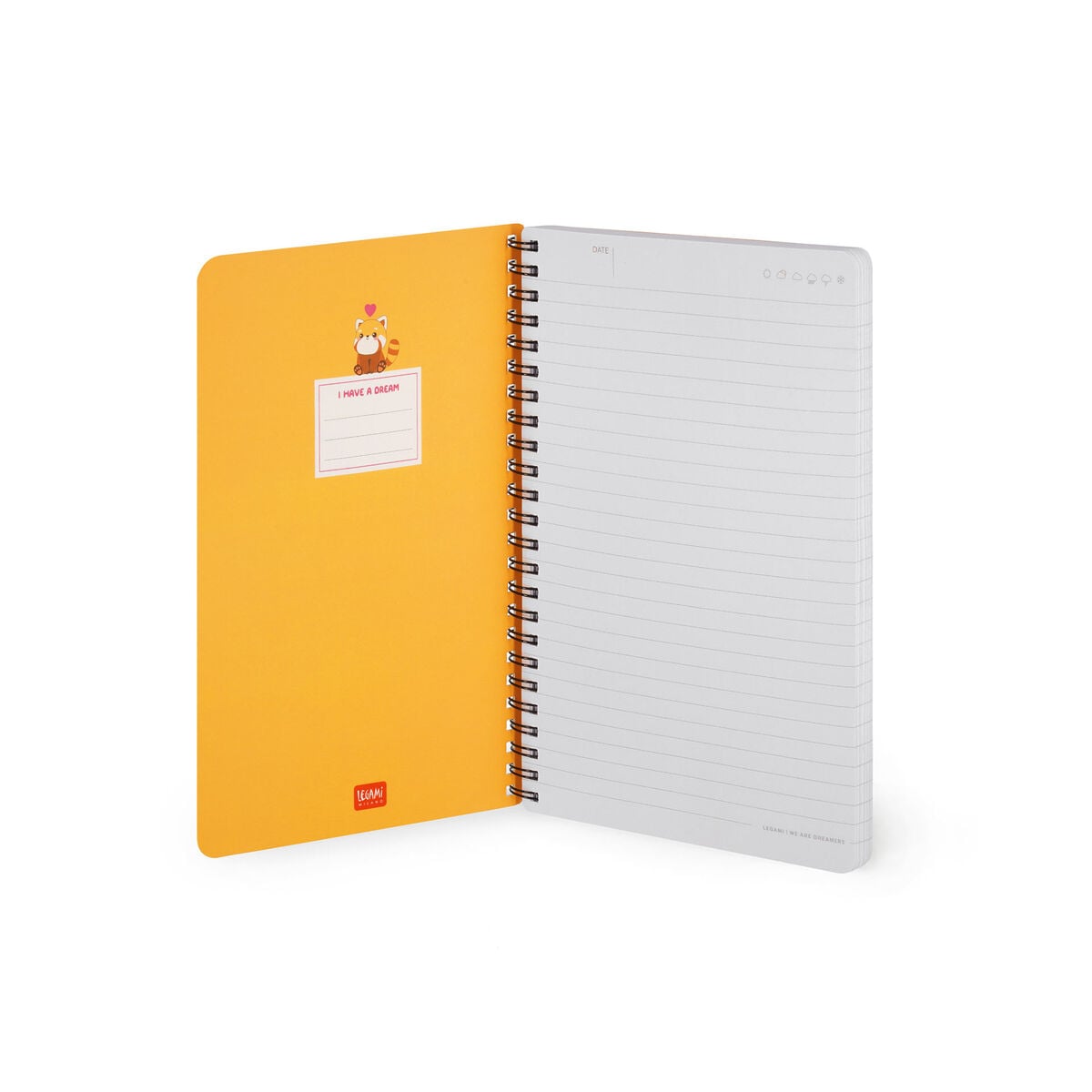 Legami - Cuaderno A5 rayado con tapa dura ilustrada - Panda Rojo - Espiral