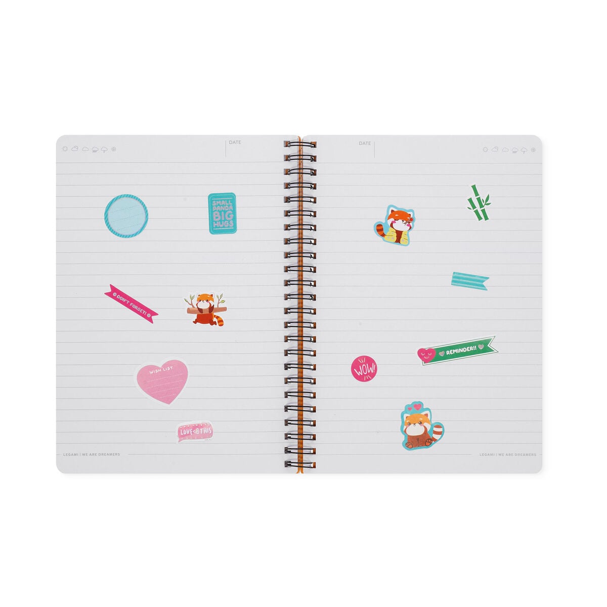 Legami - Cuaderno A5 rayado con tapa dura ilustrada - Panda Rojo - Espiral
