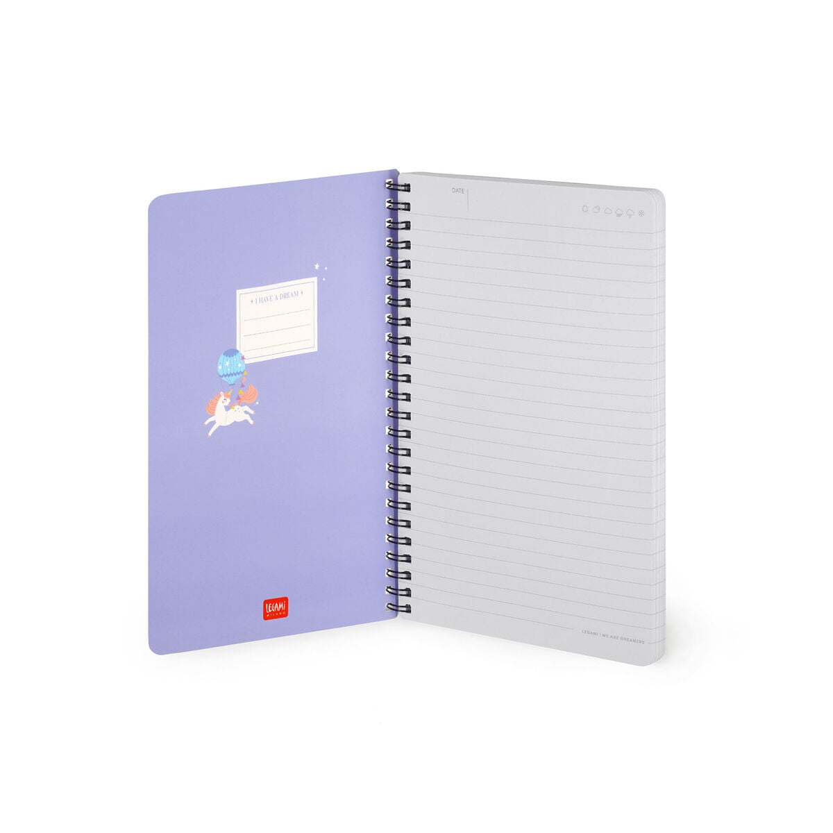 Legami - Cuaderno A5 rayado con tapa dura ilustrada - Unicornio - Espiral