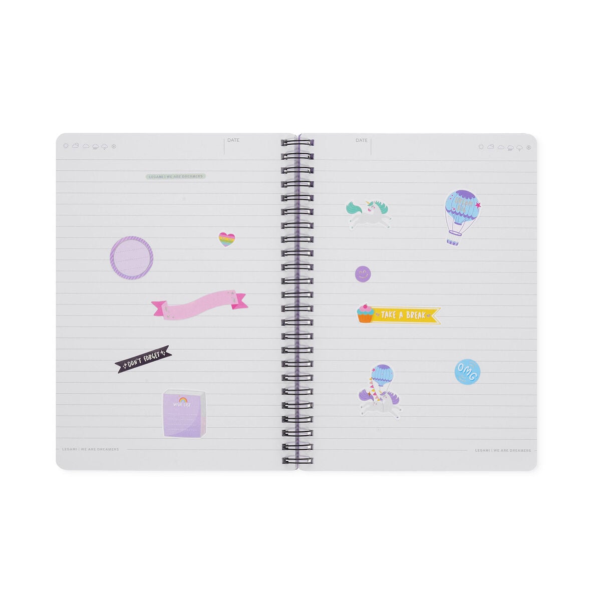 Legami - Cuaderno A5 rayado con tapa dura ilustrada - Unicornio - Espiral