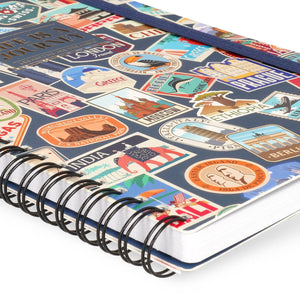 Legami - Cuaderno A5 rayado con tapa dura ilustrada - Pegatinas de viaje - Espiral