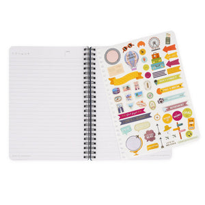 Legami - Cuaderno A5 rayado con tapa dura ilustrada - Pegatinas de viaje - Espiral