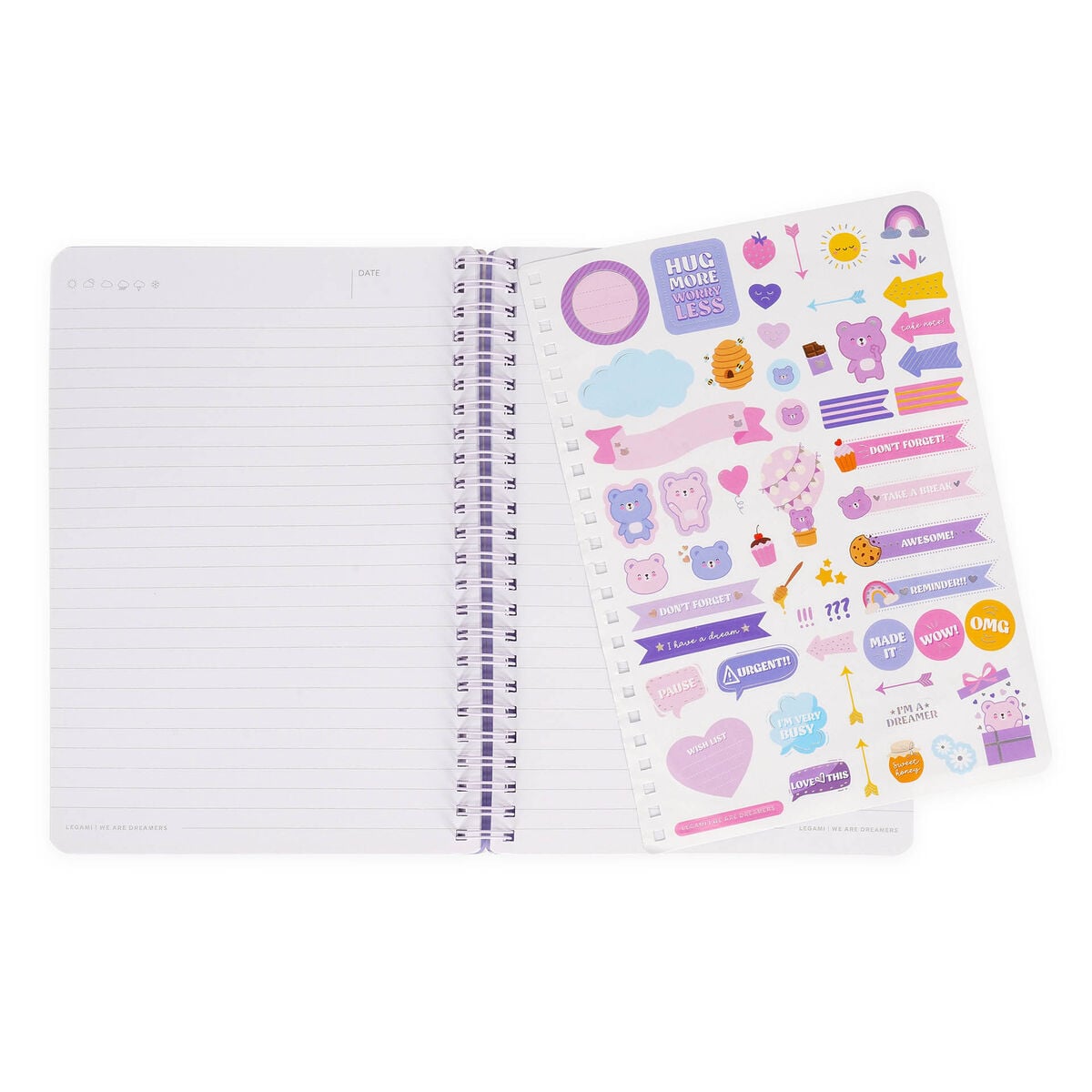 Legami - Cuaderno A5 rayado con tapa dura ilustrada - Osito de peluche - Libreta - Encuadernación en espiral