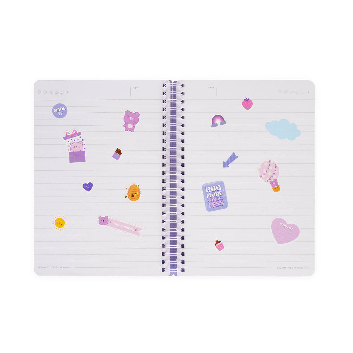 Legami - Cuaderno A5 rayado con tapa dura ilustrada - Osito de peluche - Libreta - Encuadernación en espiral