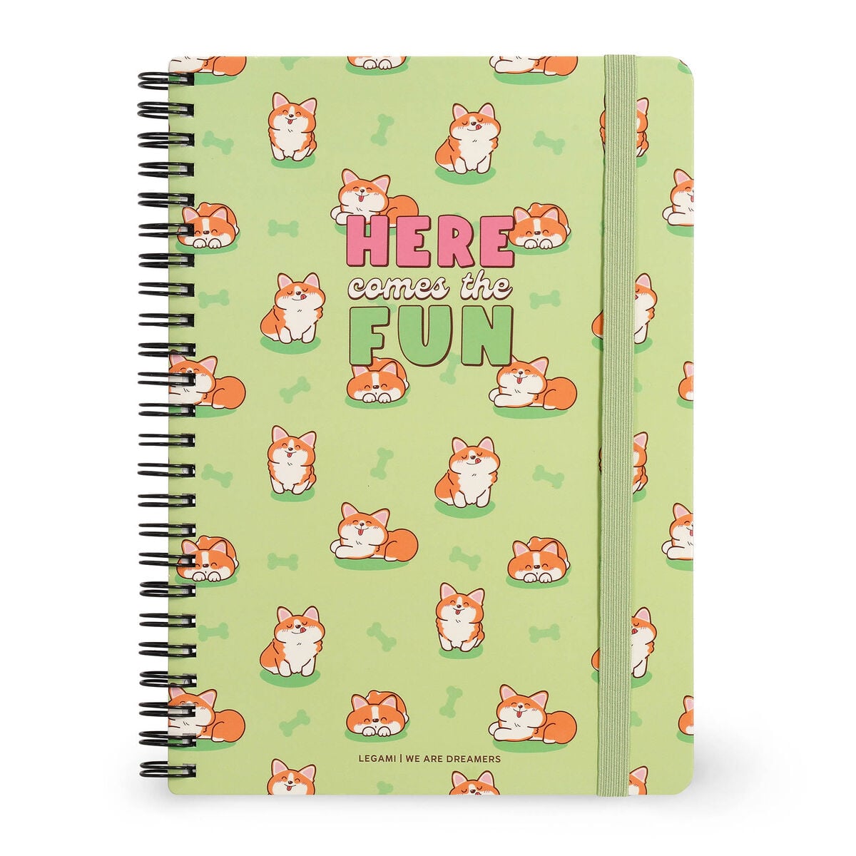 Legami - Cuaderno A5 rayado con tapa dura ilustrada - Corgi - Jotter - Espiral