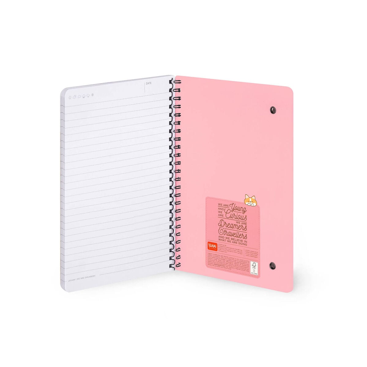 Legami - Cuaderno A5 rayado con tapa dura ilustrada - Corgi - Jotter - Espiral