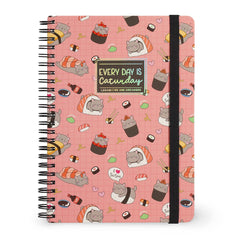 Legami - Cuaderno A5 rayado con tapa dura ilustrada - Gato de sushi - Jotter - Encuadernado en espiral