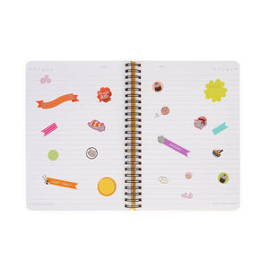 Legami - Cuaderno A5 rayado con tapa dura ilustrada - Gato de sushi - Jotter - Encuadernado en espiral