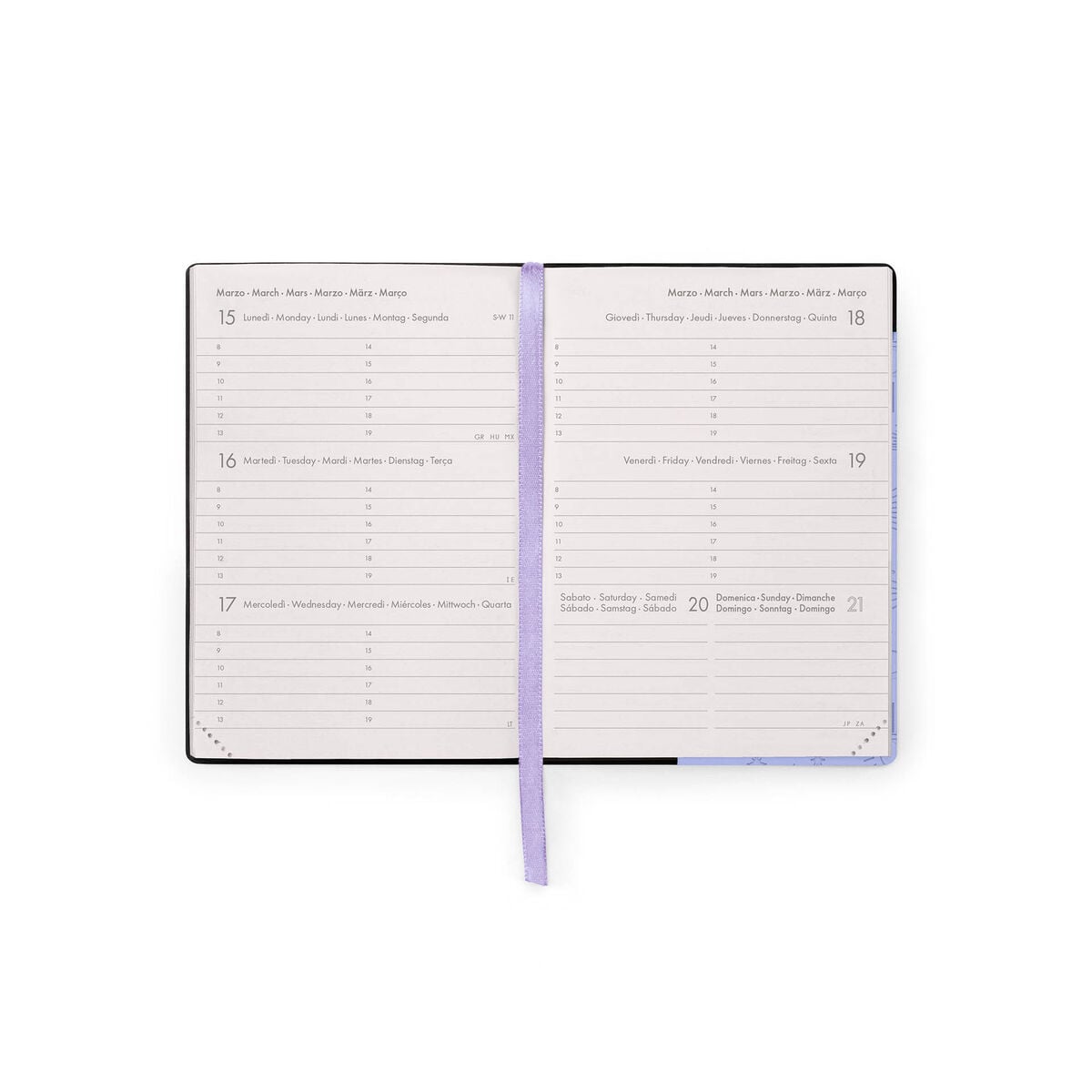 Legami - Agenda Semanal Pequeña 12 Meses 2027 - Cosmic Lilac