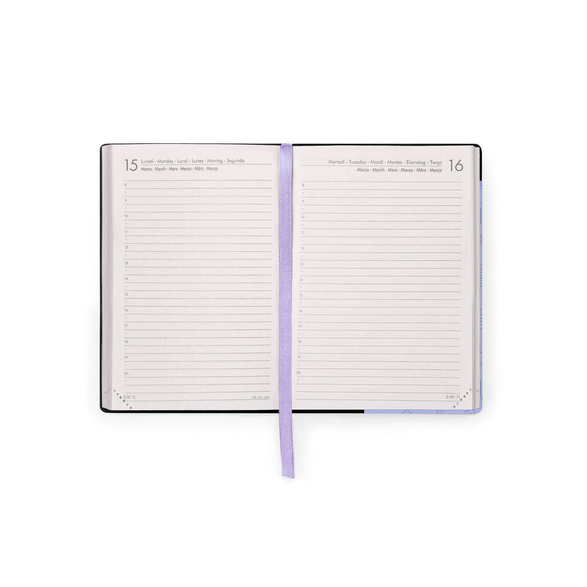 Legami - Agenda Diaria Pequeña de 12 Meses 2027 - Cosmic Lilac