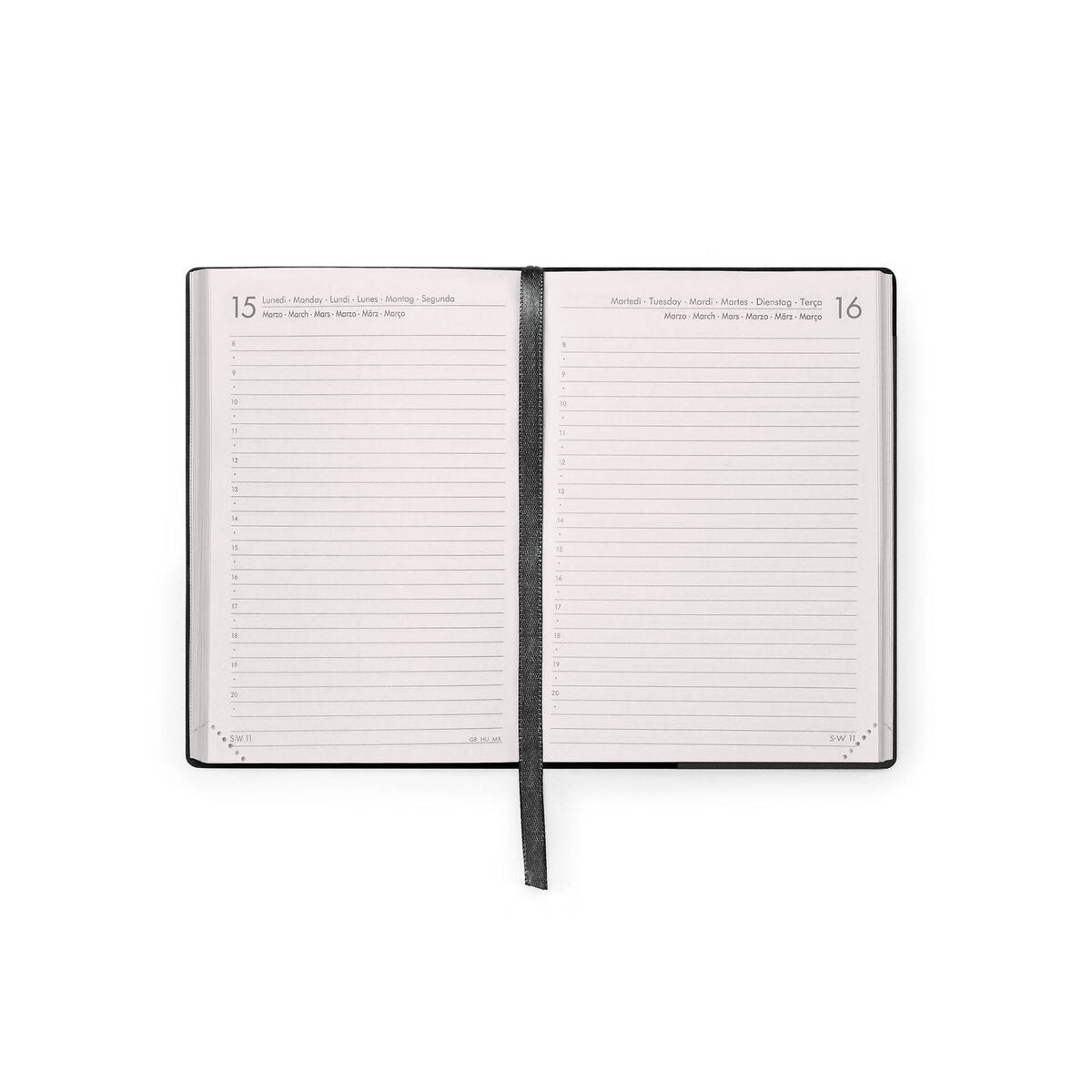 Legami - Agenda Diaria Pequeña de 12 Meses 2027 - Black Suit