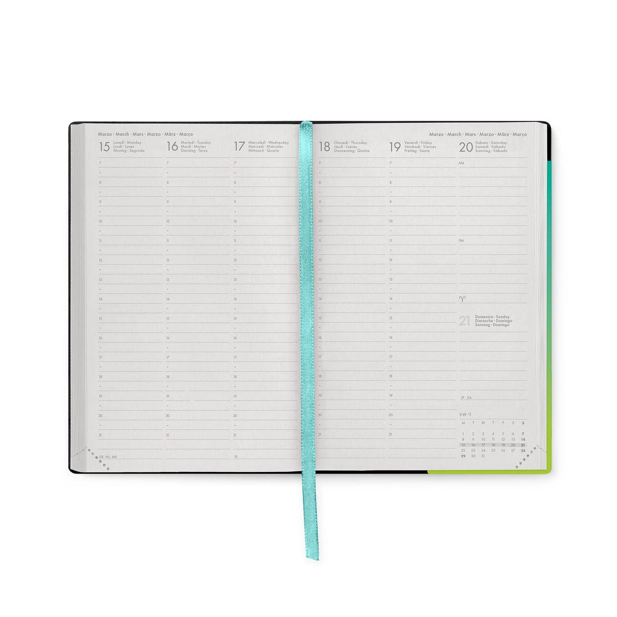 Legami - Agenda Semanal Mediana 12 Meses 2027 - Shades Green