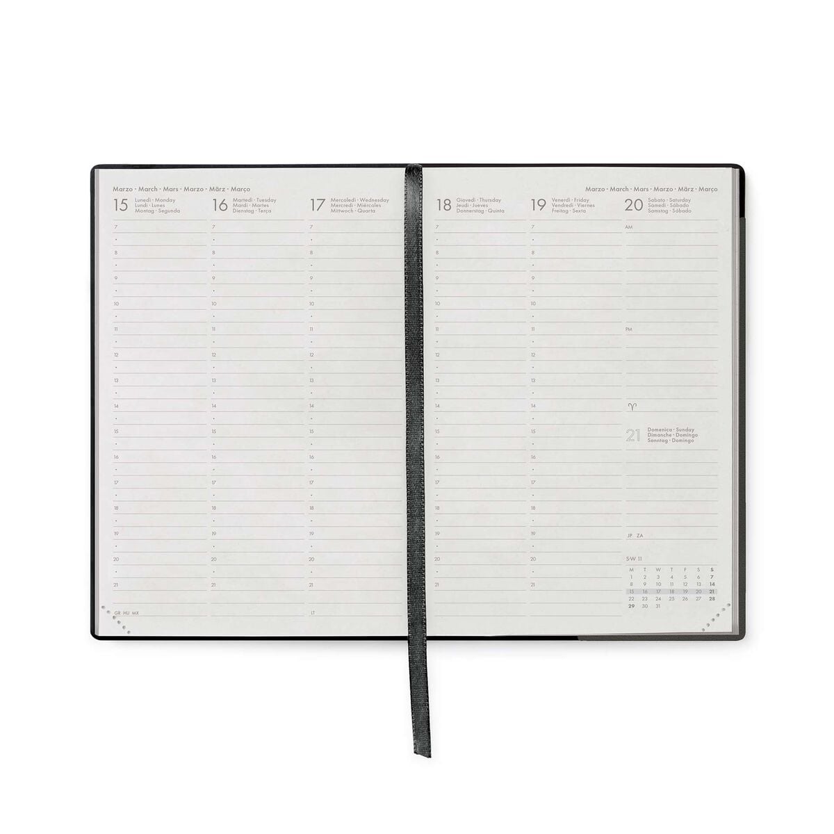 Legami - Agenda Semanal Mediana 12 Meses 2027 - Black Suit