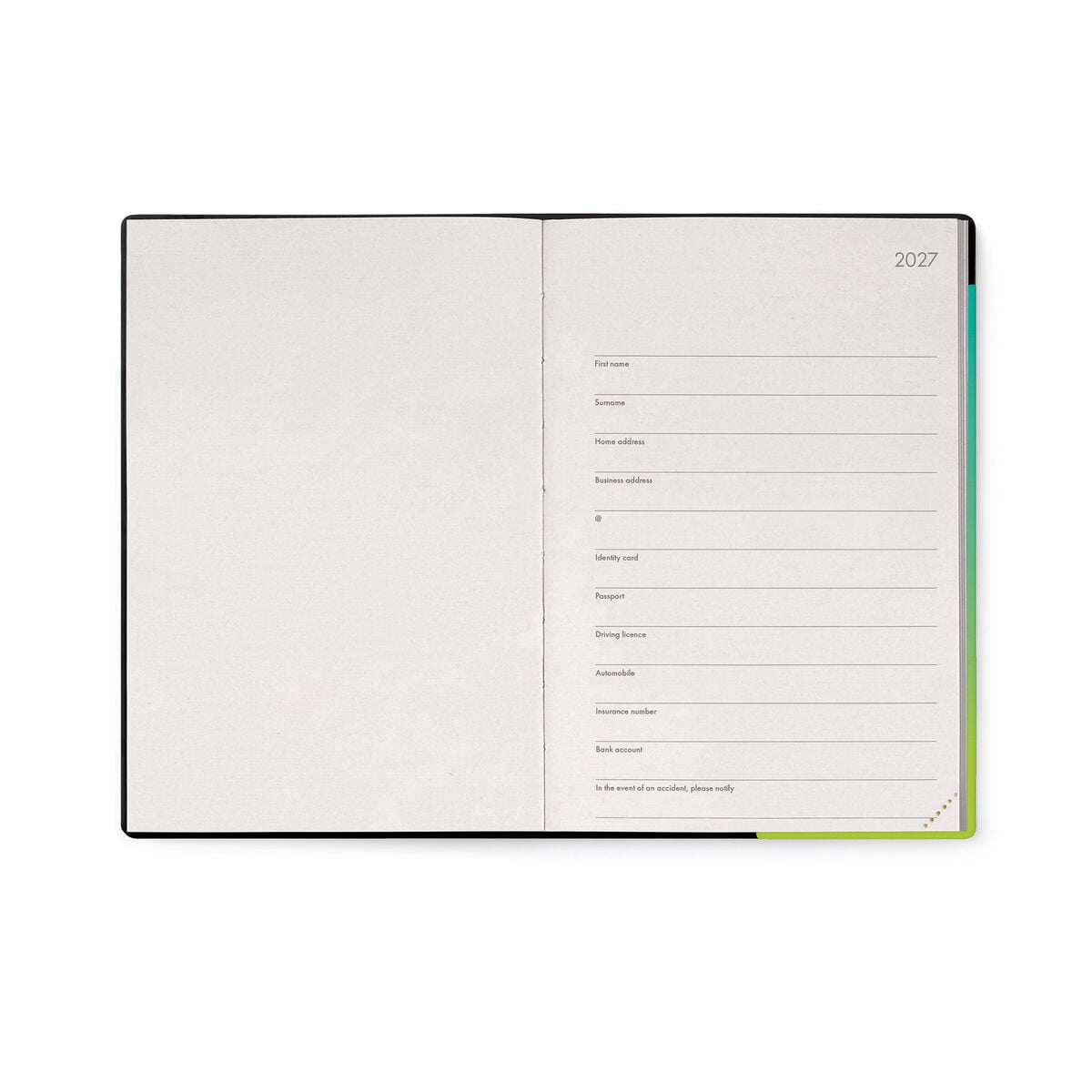 Legami - Agenda semanal mediana de 12 meses con cuaderno 2027 - Shades Green
