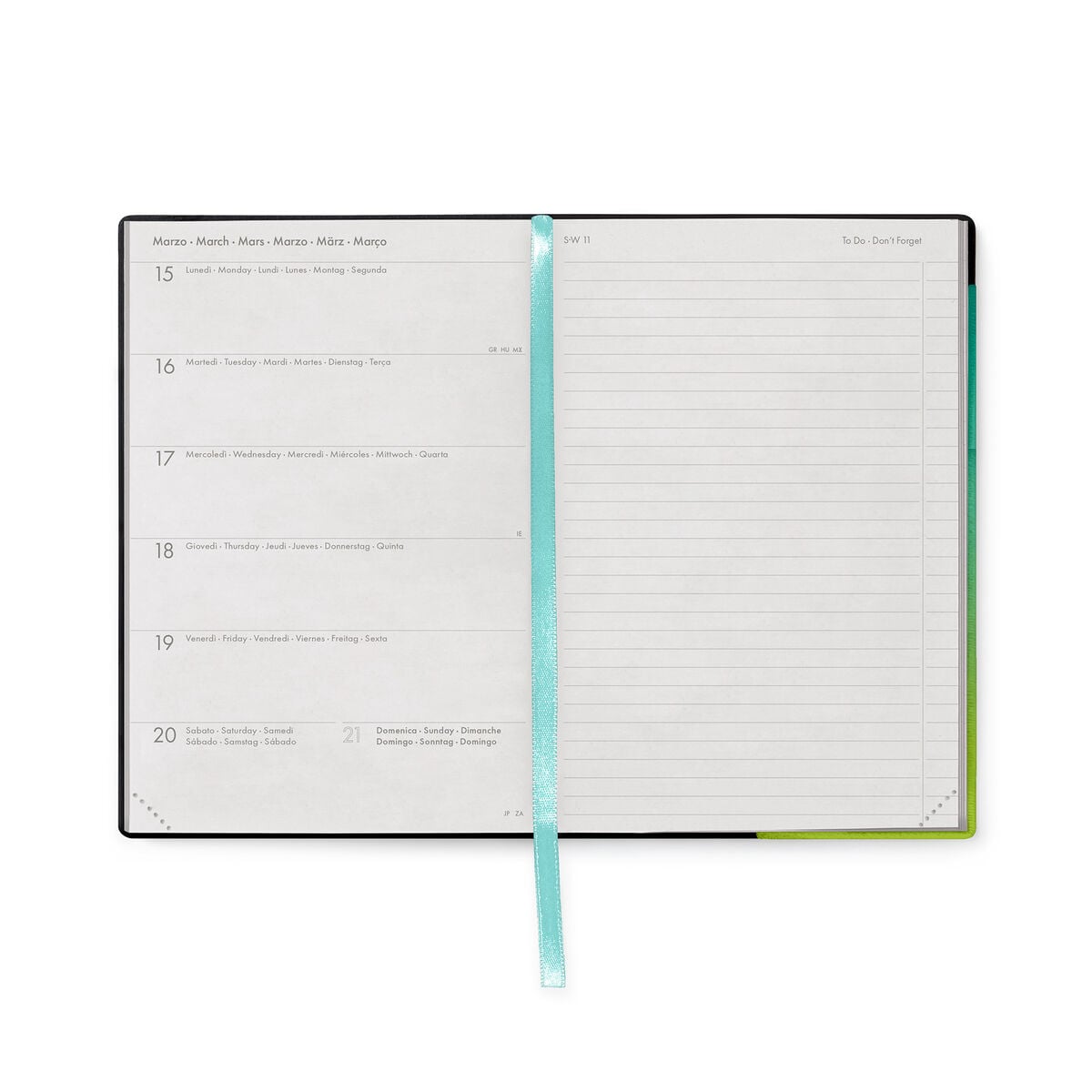 Legami - Agenda semanal mediana de 12 meses con cuaderno 2027 - Shades Green