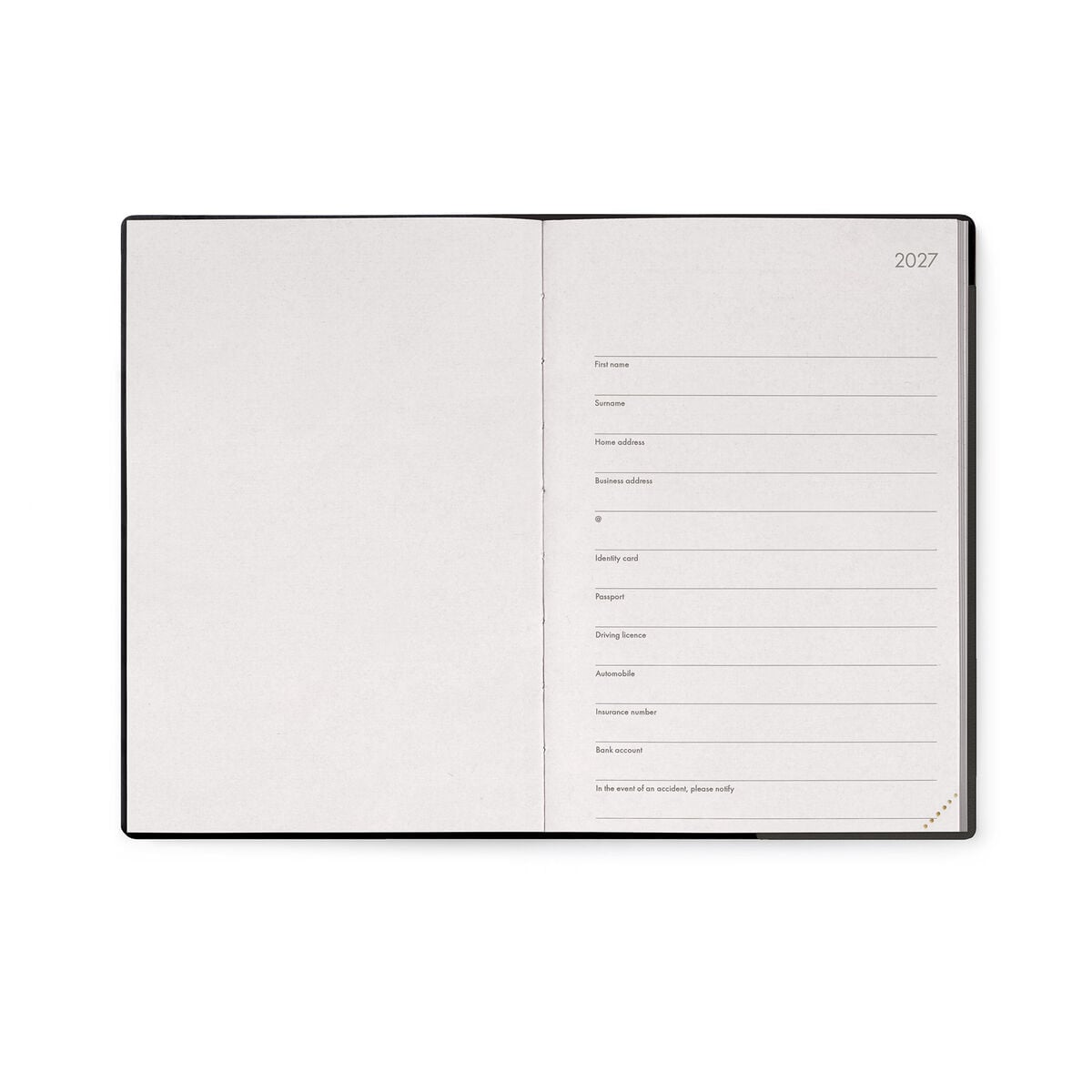 Legami - Agenda Semanal Mediana de 12 Meses con Cuaderno 2027 - Black Suit