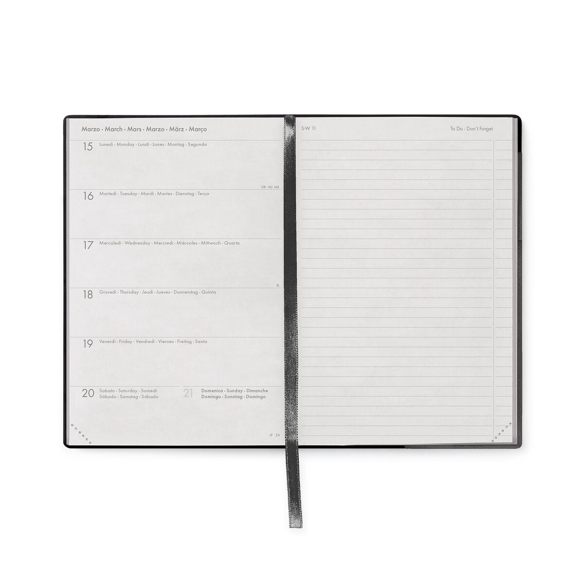 Legami - Agenda Semanal Mediana de 12 Meses con Cuaderno 2027 - Black Suit