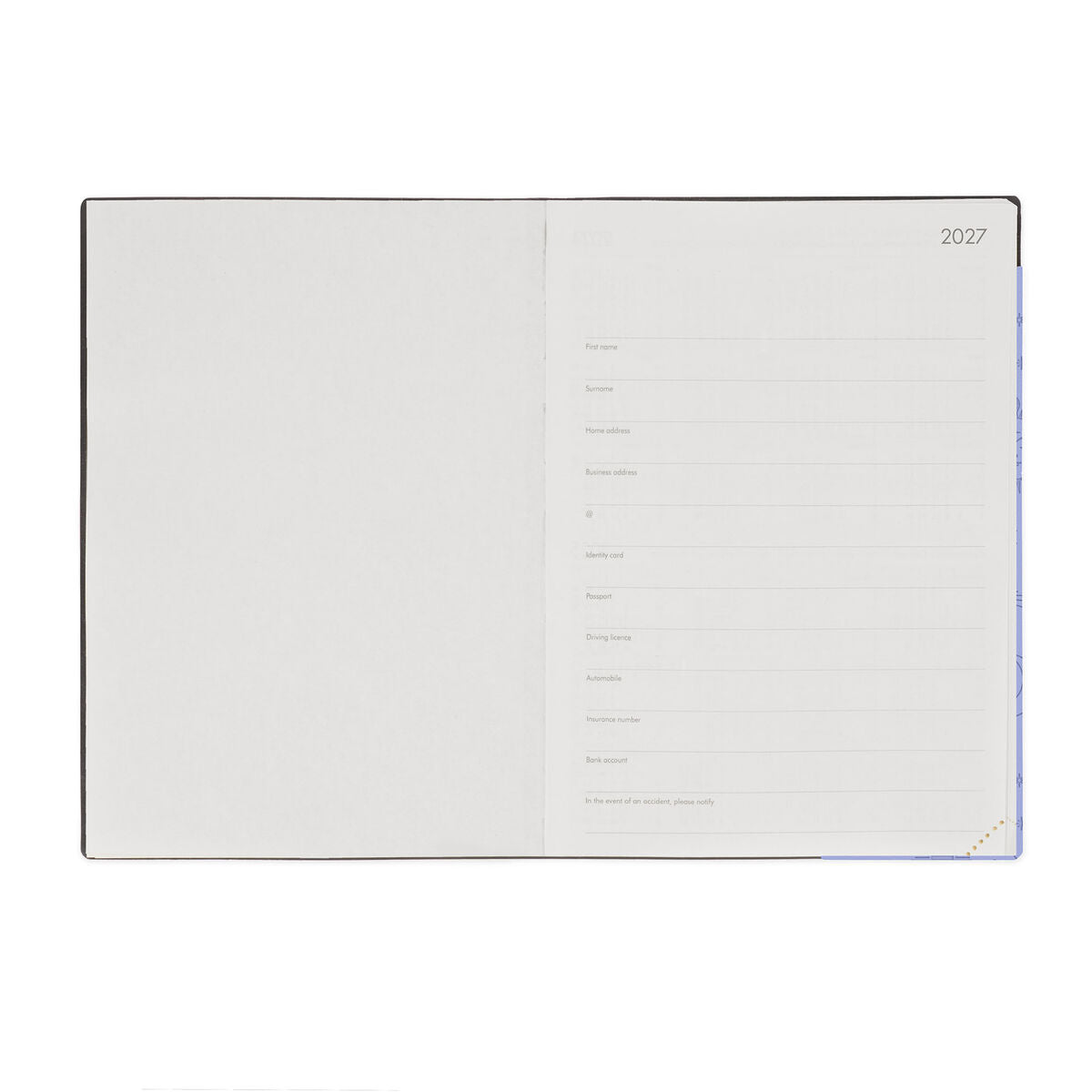 Legami - Calendario Diario Grande de 12 Meses 2027 - Cosmic Lilac