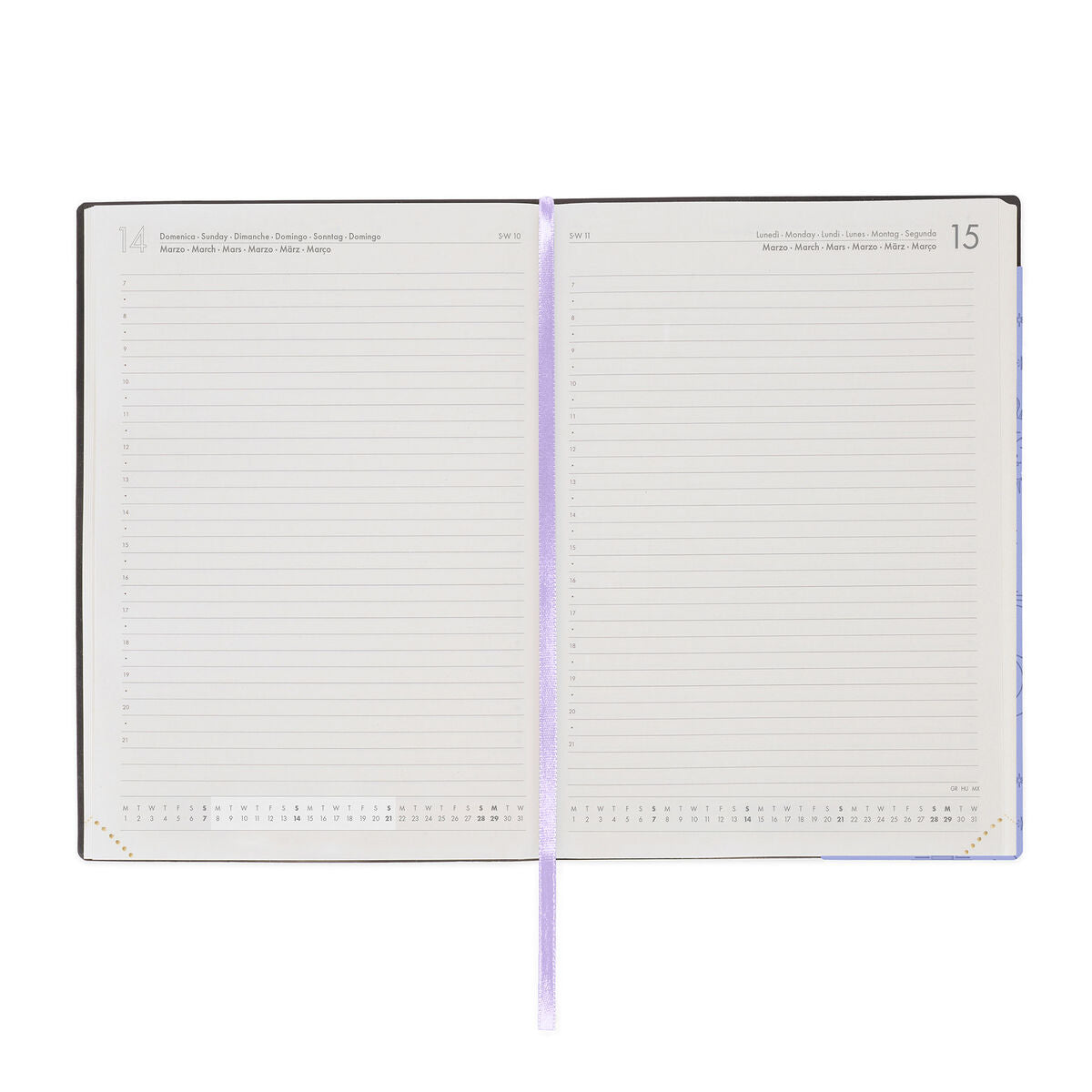 Legami - Calendario Diario Grande de 12 Meses 2027 - Cosmic Lilac