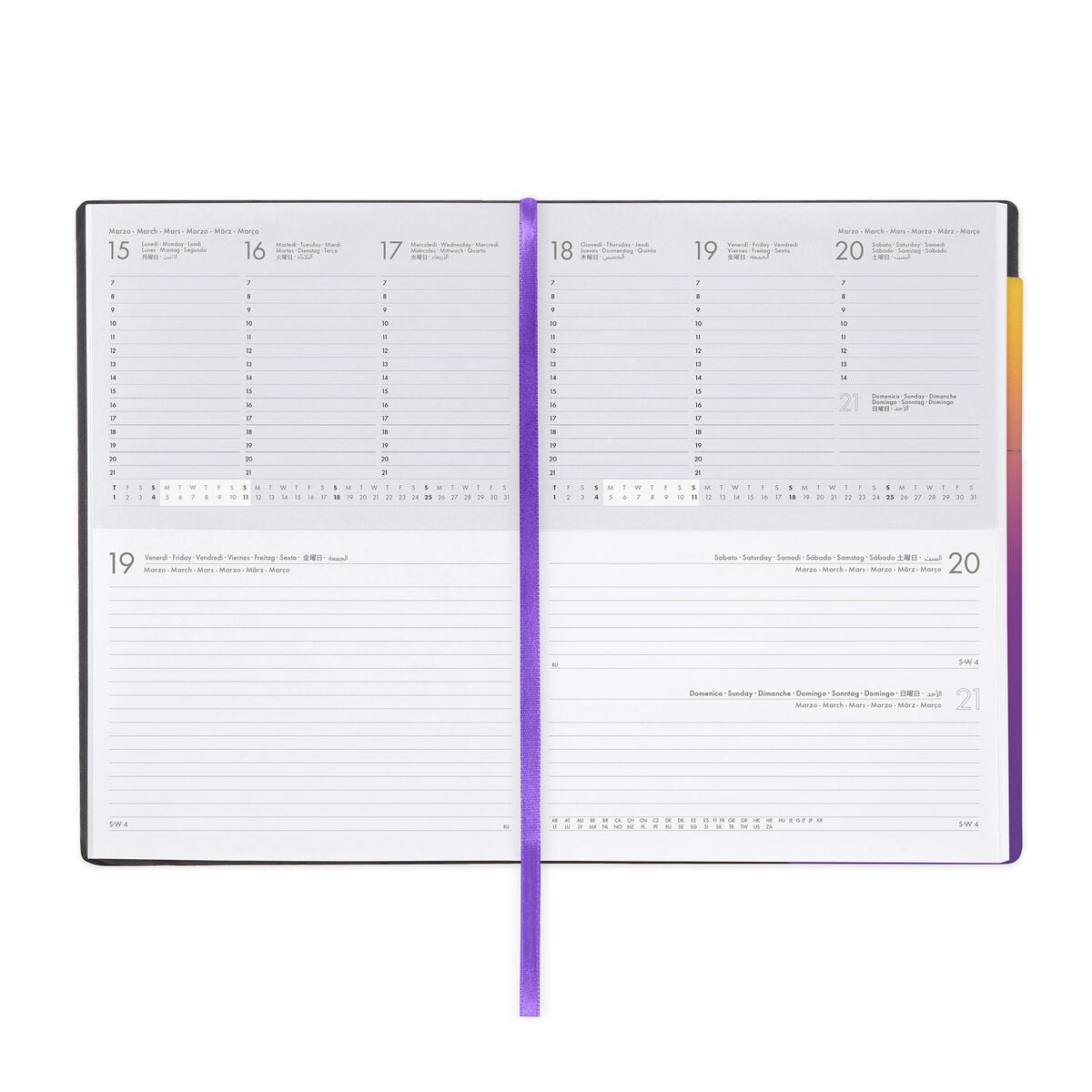 Legami - Agenda semanal y diaria grande de 12 meses 2027 - Sunset Vibes