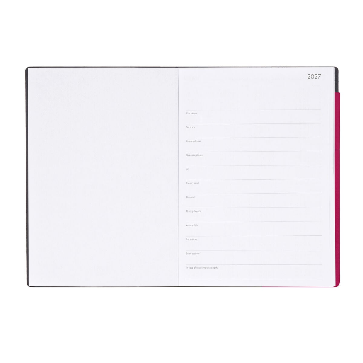 Legami - Agenda semanal y diaria grande de 12 meses 2027 - Raspberry Jam