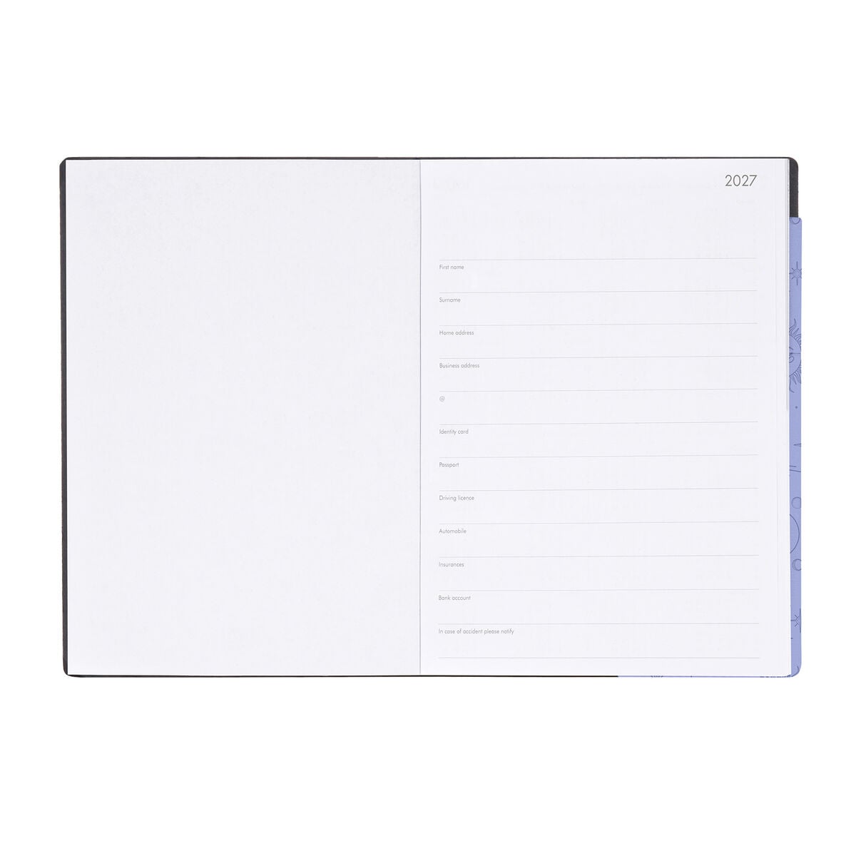 Legami - Agenda Semanal y Diaria Grande de 12 Meses 2027 - Cosmic Lilac