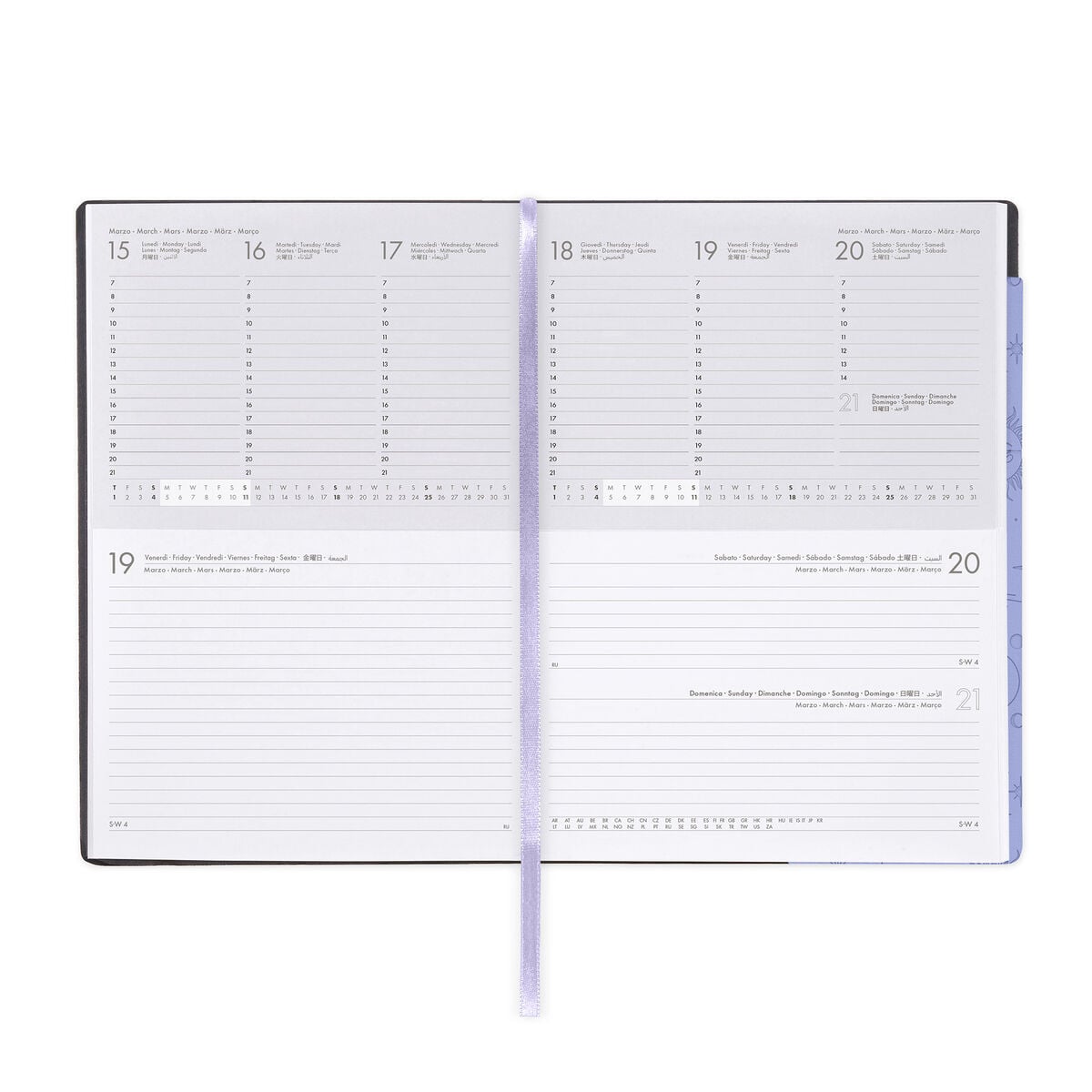 Legami - Agenda Semanal y Diaria Grande de 12 Meses 2027 - Cosmic Lilac