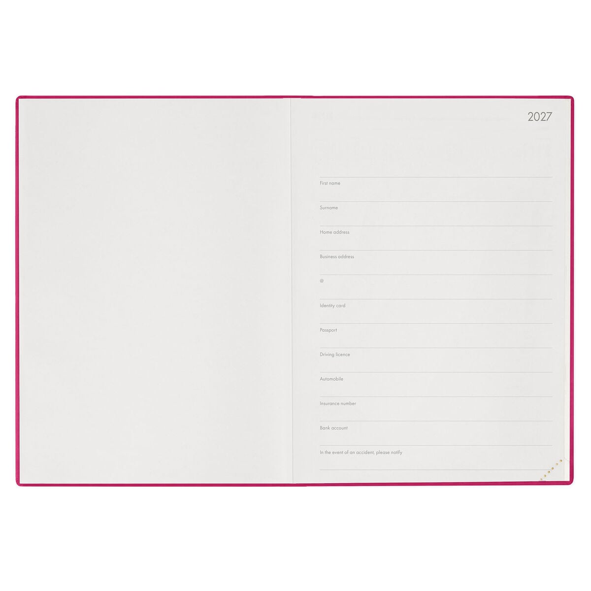 Legami - Agenda Diaria Maxi 13 Meses 2027 - Raspberry Jam