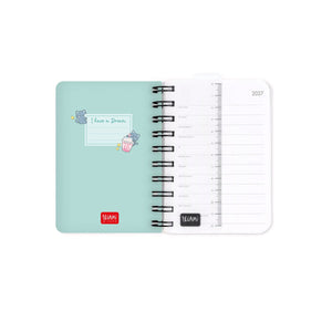 Legami - Agenda Diaria Pequeña con Espiral 12 Meses 2027 - Kitty Bubble Tea