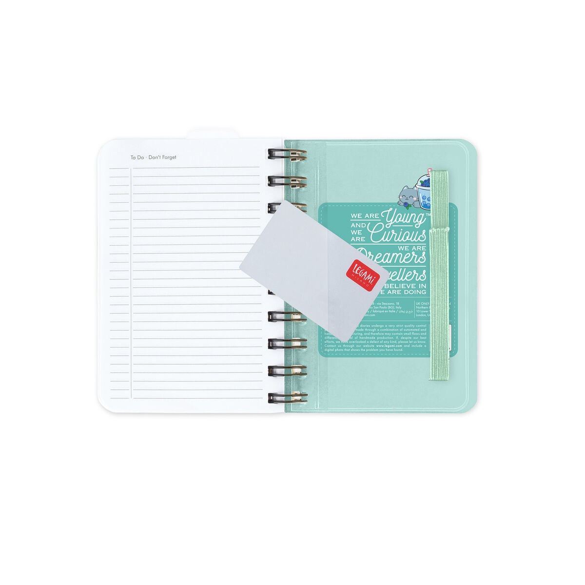 Legami - Agenda Diaria Pequeña con Espiral 12 Meses 2027 - Kitty Bubble Tea