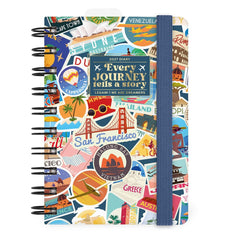 Legami - Agenda Diaria Pequeña de Espiral 12 Meses 2027 - Travel Stickers