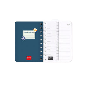 Legami - Agenda Diaria Pequeña de Espiral 12 Meses 2027 - Travel Stickers