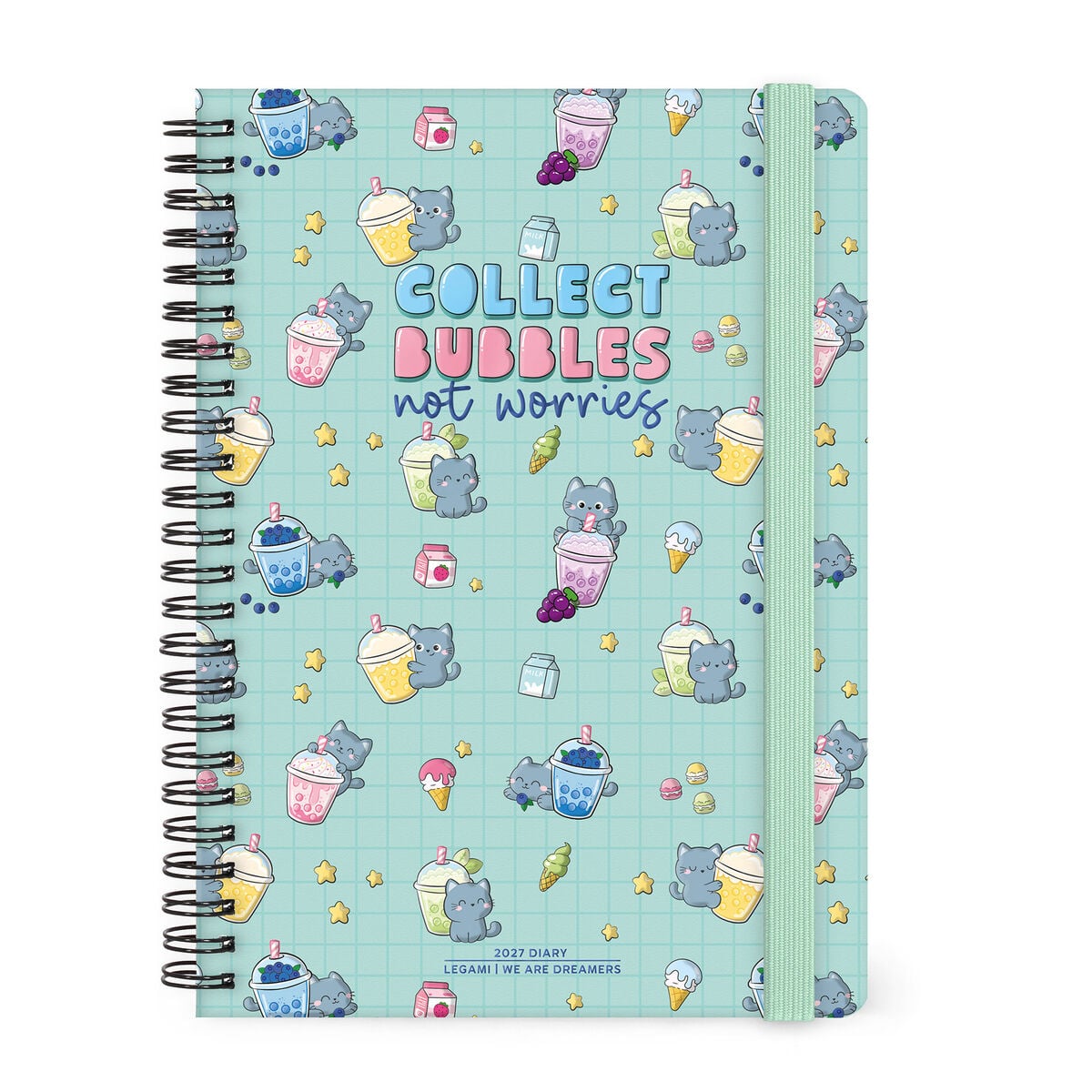 Legami - Agenda Semanal Grande con Espiral de 12 Meses 2027 - Kitty Bubble Tea