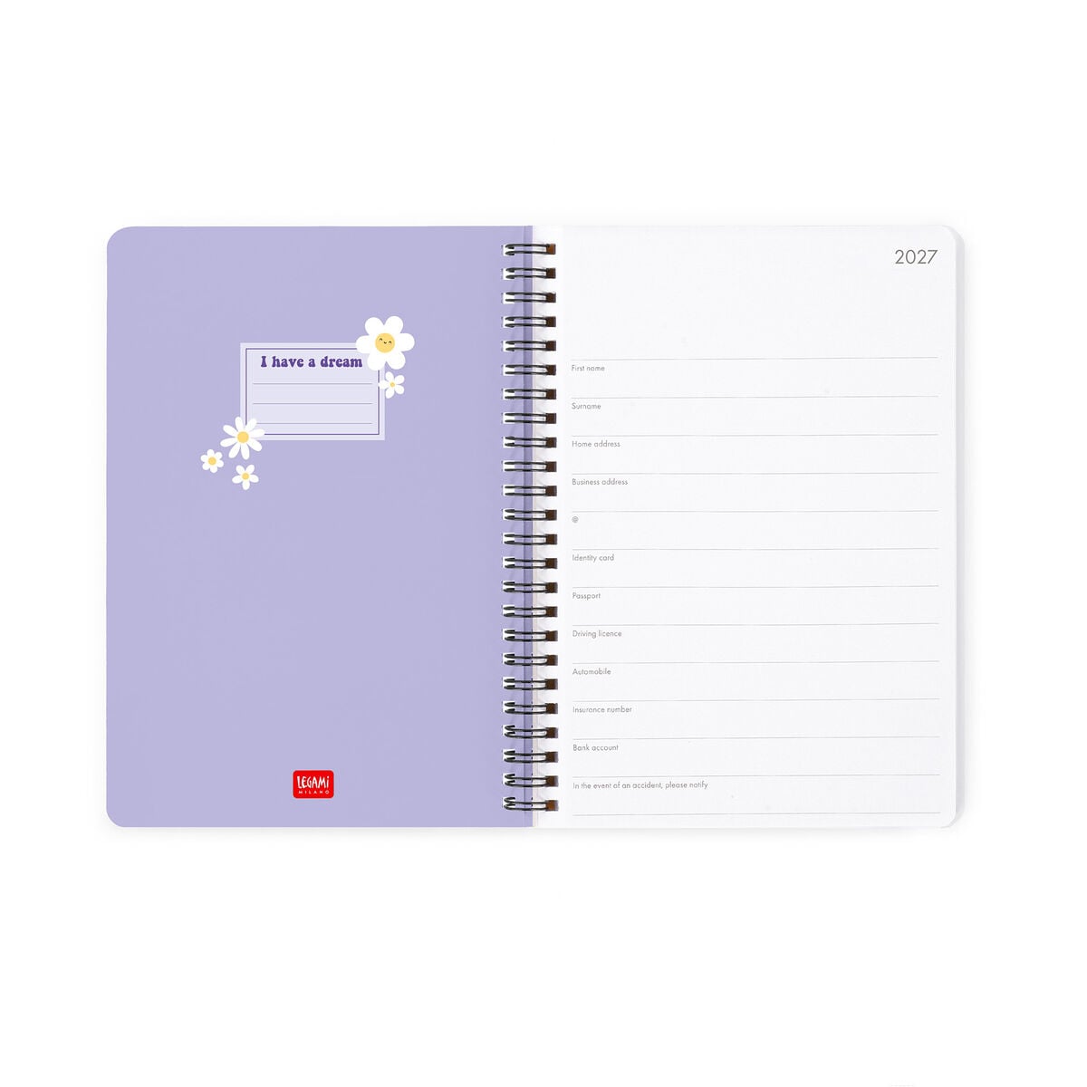 Legami - Agenda Semanal Grande con Espiral de 12 Meses 2027 - Daisy