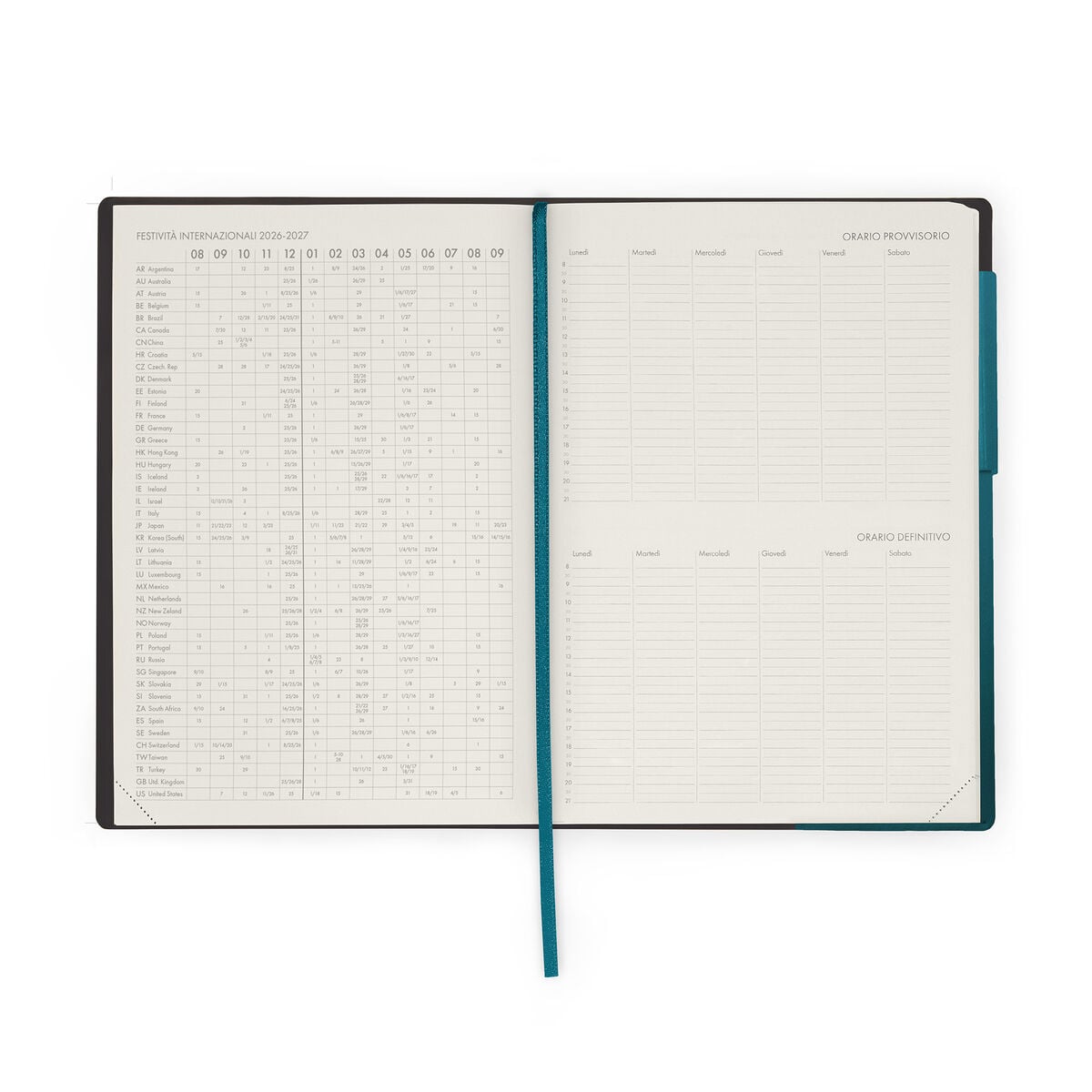 Legami - Agenda semanal para profesores de 13 meses 2026/2027 - Verde azulado oscuro