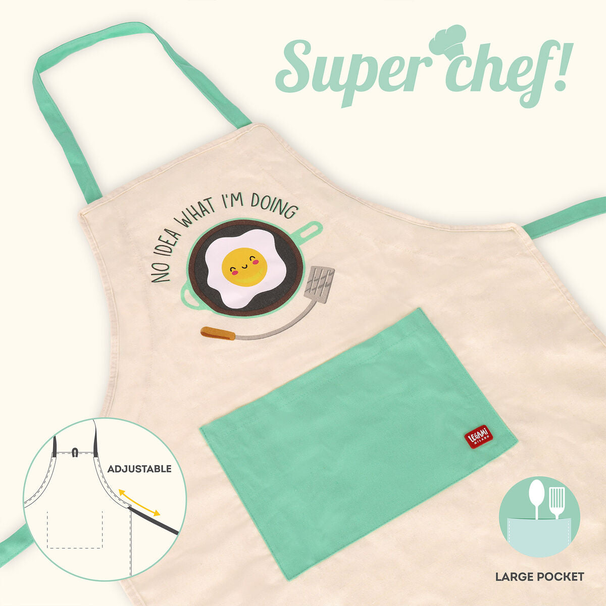 Legami - Delantal de cocina Egg - Súper chef