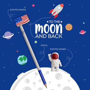 Legami - Set de 2 gomas de borrar y 1 lápiz - To the Moon and Back