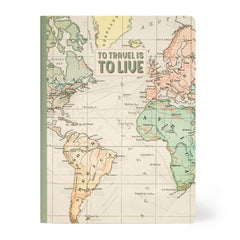 Cuaderno rayado Legami A5 con tapa dura ilustrada - Mapa de viaje
